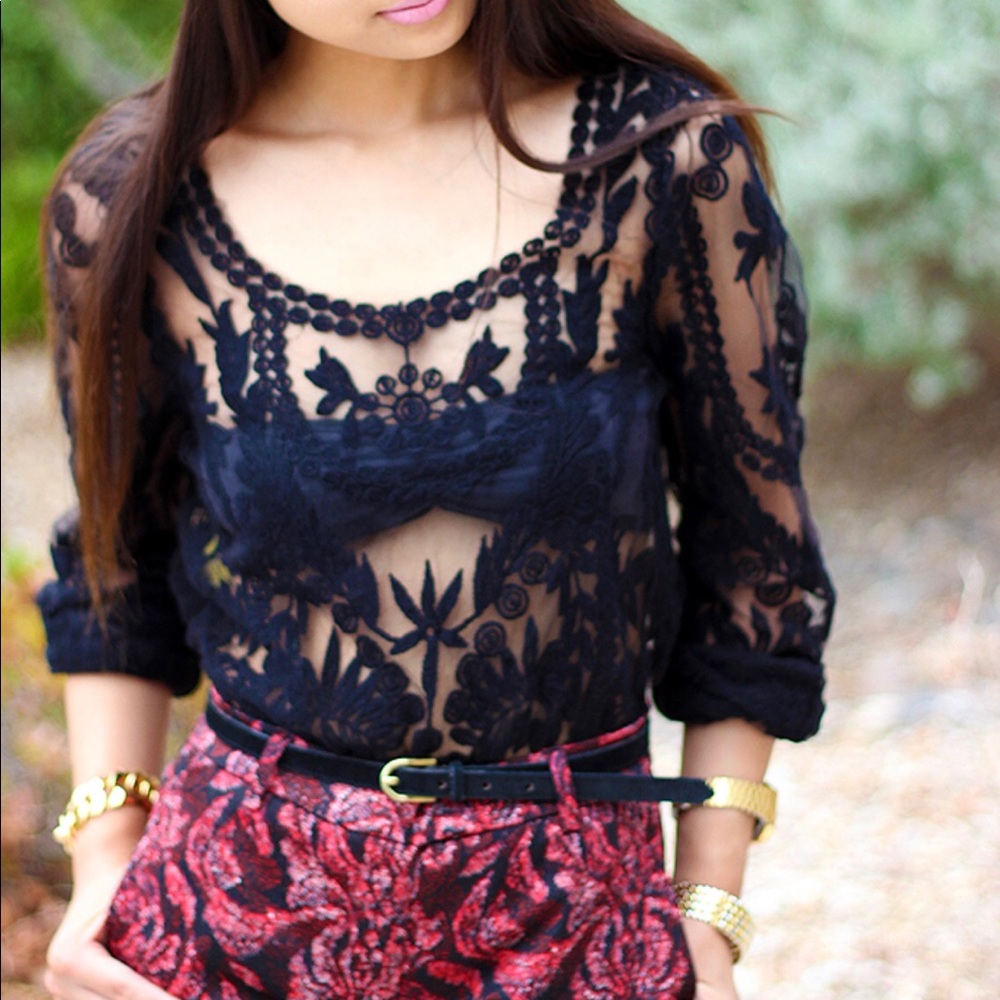 Black crochet top